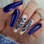 Preview: Nageldesign mit Blauen Strasssteinen Blätter
